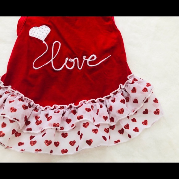 ❤️Red & White LOVE Doggie Dress with Ruffles❤️ - Picture 7 of 14